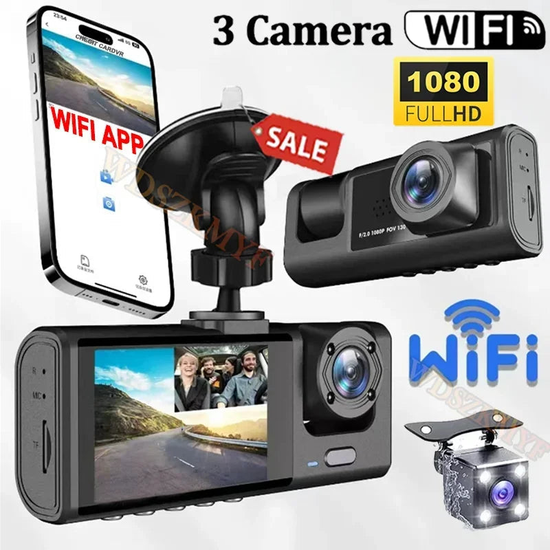 1080P Wifi Three Lens Car Dash Cam With Front Rear Inside 1005009844997448-X85-WIFI-3CAM-NONE