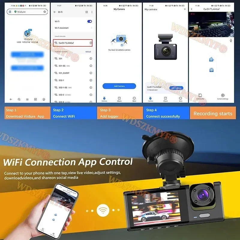 1080P Wifi Three Lens Car Dash Cam With Front Rear Inside 1005009844997448-X85-WIFI-3CAM-NONE