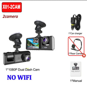 1080P Wifi Three Lens Car Dash Cam With Front Rear Inside 1005009844997448-X85-WIFI-3CAM-NONE