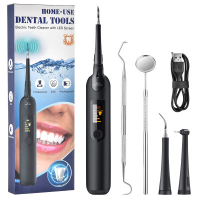 Ultrasonic Tooth Plaque Remover 5 Adjustable Modes 3 Cleaning Heads