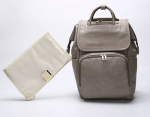Large Capacity PU Leather Diaper Bag Backpack