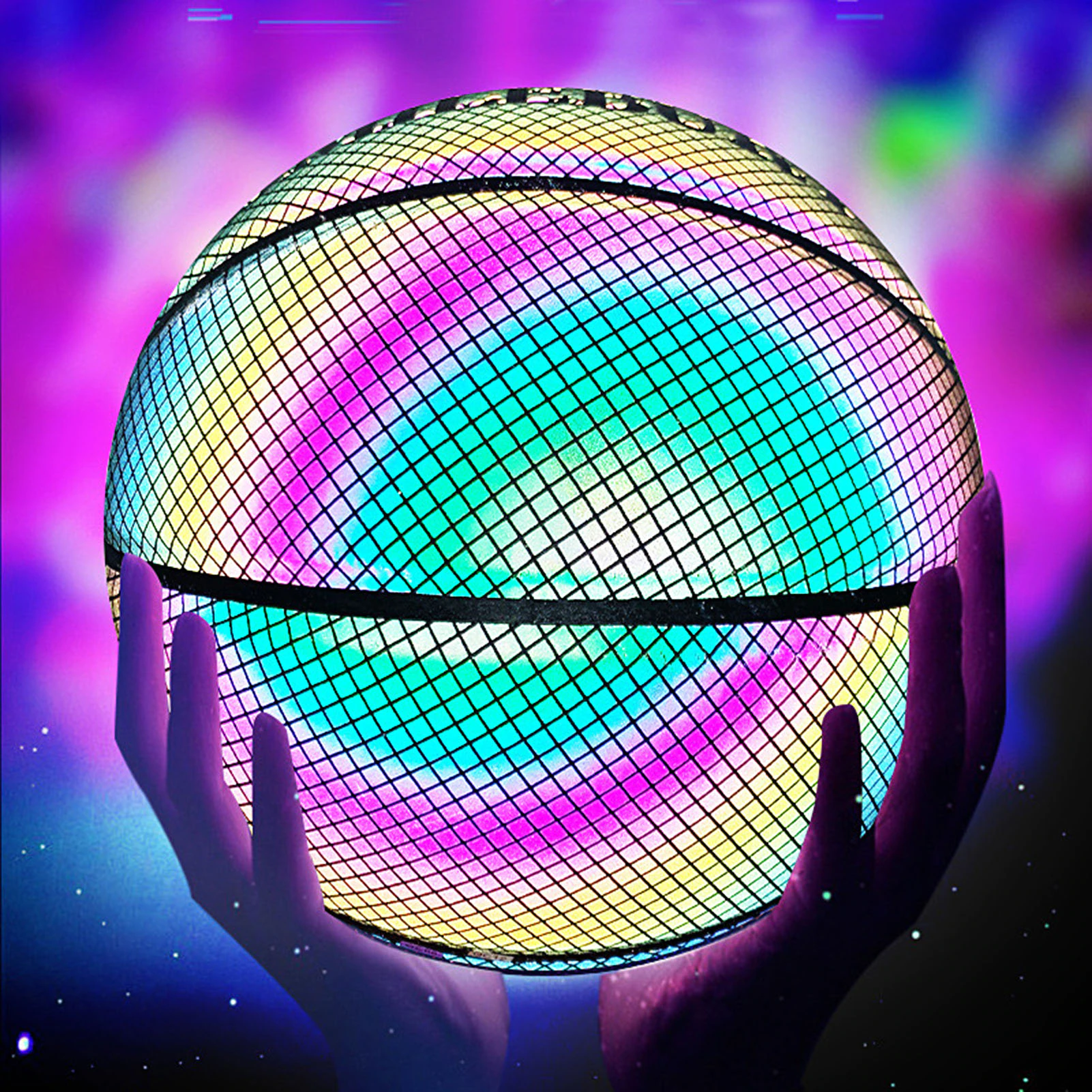 Three-Dimensional Luminous Reflective Basketball Fun Game At Night