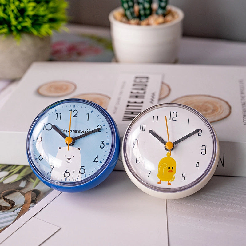 Fashion Simple Mini Suction Cup Wall Clock Bathroom Anti-fog Waterproof Clock Kitchen Clock Small Quartz Clock Table Clock 7cm