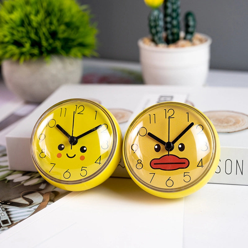 Fashion Simple Mini Suction Cup Wall Clock Bathroom Anti-fog Waterproof Clock Kitchen Clock Small Quartz Clock Table Clock 7cm