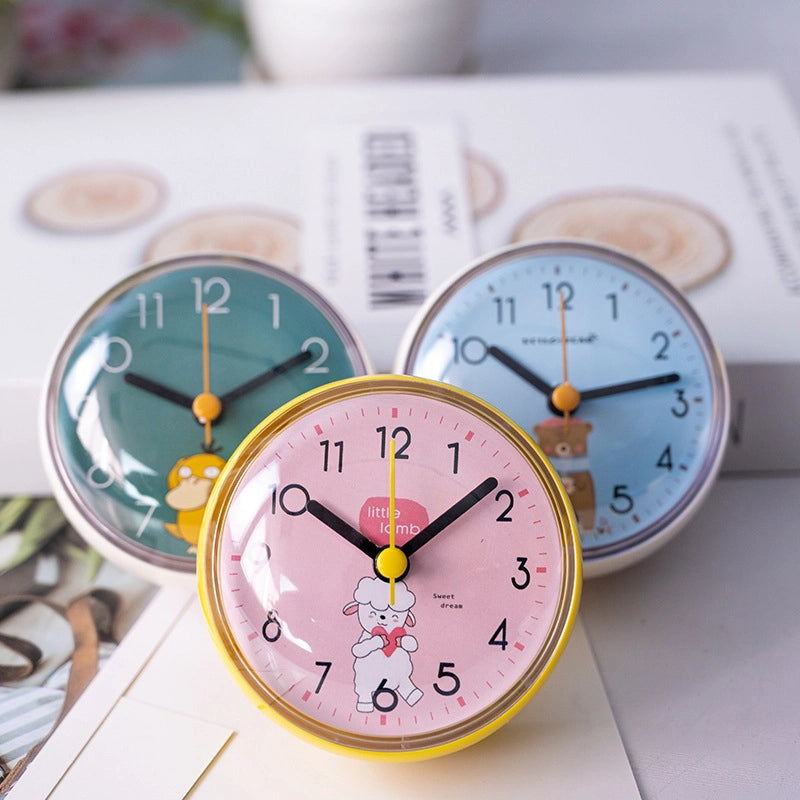 Fashion Simple Mini Suction Cup Wall Clock Bathroom Anti-fog Waterproof Clock Kitchen Clock Small Quartz Clock Table Clock 7cm