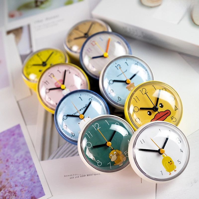 Fashion Simple Mini Suction Cup Wall Clock Bathroom Anti-fog Waterproof Clock Kitchen Clock Small Quartz Clock Table Clock 7cm