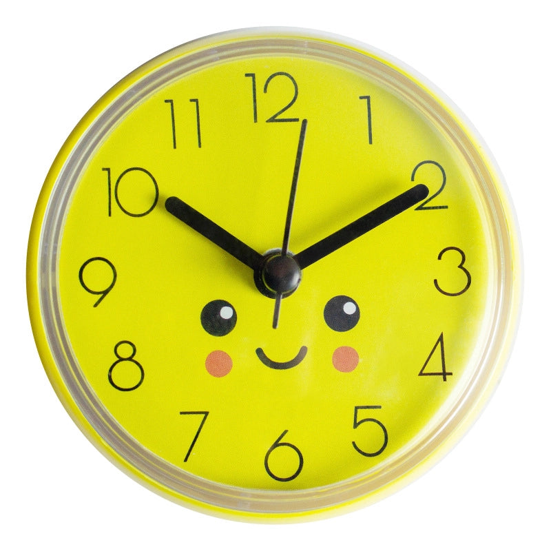 Fashion Simple Mini Suction Cup Wall Clock Bathroom Anti-fog Waterproof Clock Kitchen Clock Small Quartz Clock Table Clock 7cm