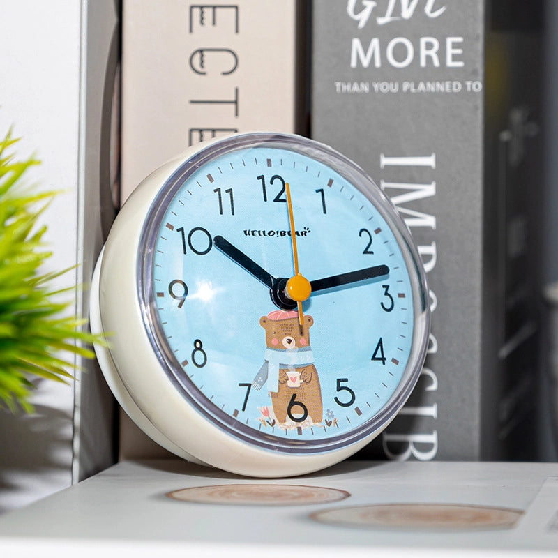 Fashion Simple Mini Suction Cup Wall Clock Bathroom Anti-fog Waterproof Clock Kitchen Clock Small Quartz Clock Table Clock 7cm