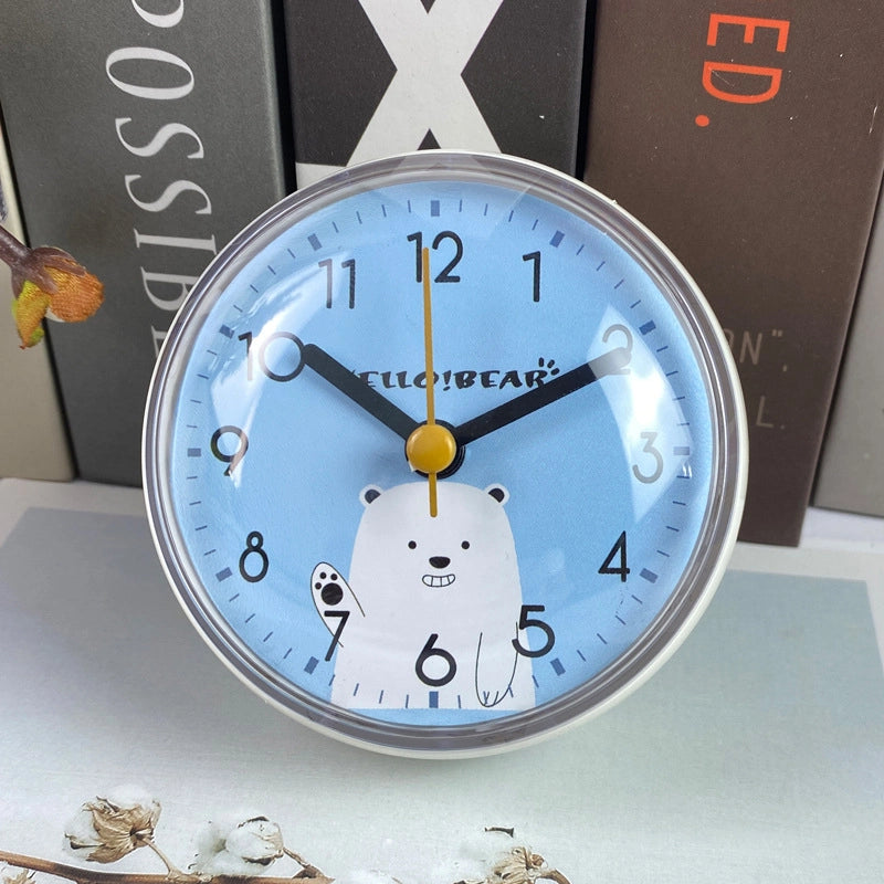 Fashion Simple Mini Suction Cup Wall Clock Bathroom Anti-fog Waterproof Clock Kitchen Clock Small Quartz Clock Table Clock 7cm