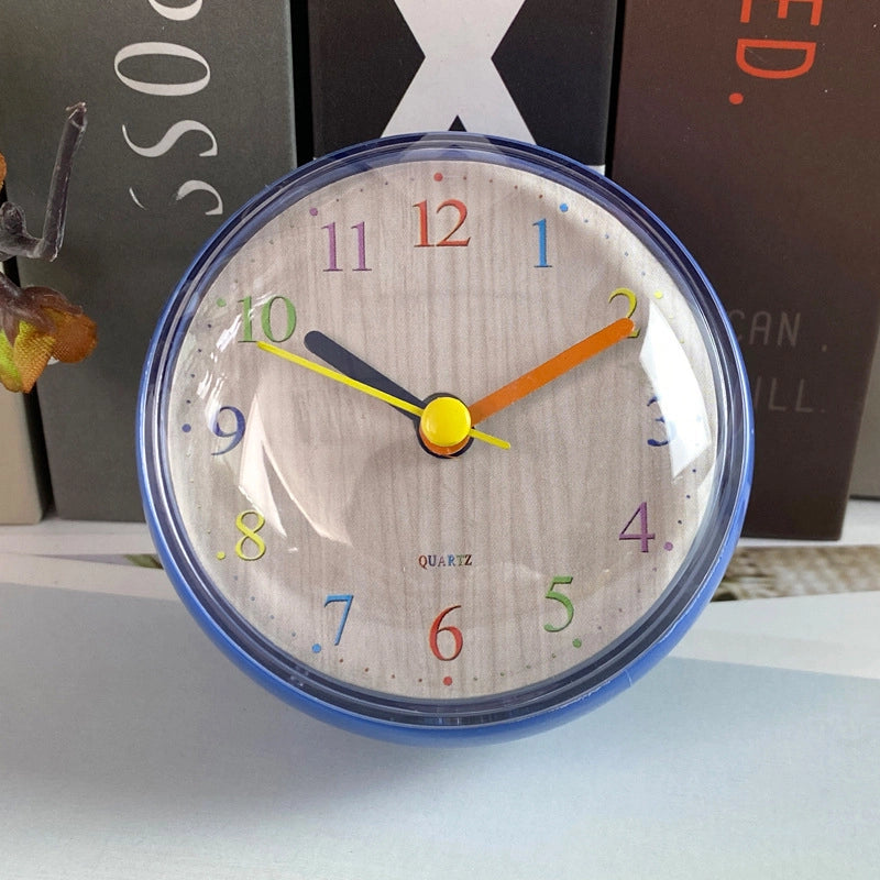 Fashion Simple Mini Suction Cup Wall Clock Bathroom Anti-fog Waterproof Clock Kitchen Clock Small Quartz Clock Table Clock 7cm