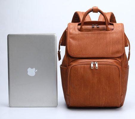 Large Capacity PU Leather Diaper Bag Backpack
