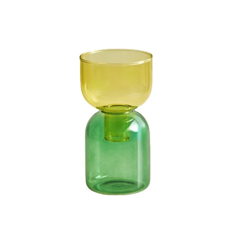 2 Piece Mini Glass Terrarium Vases For Hydroponic Plant Decor 1005005937039100-YellowGreen Set