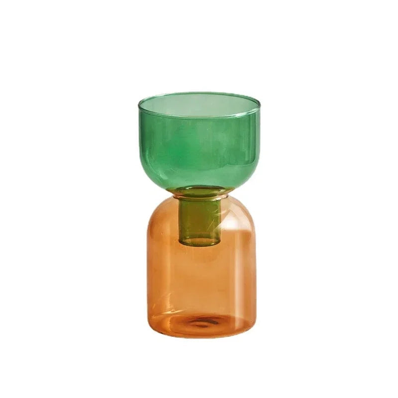 2 Piece Mini Glass Terrarium Vases For Hydroponic Plant Decor 1005005937039100-YellowGreen Set
