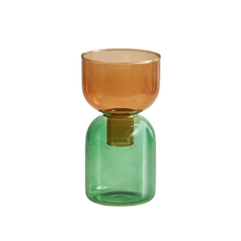 2 Piece Mini Glass Terrarium Vases For Hydroponic Plant Decor 1005005937039100-YellowGreen Set