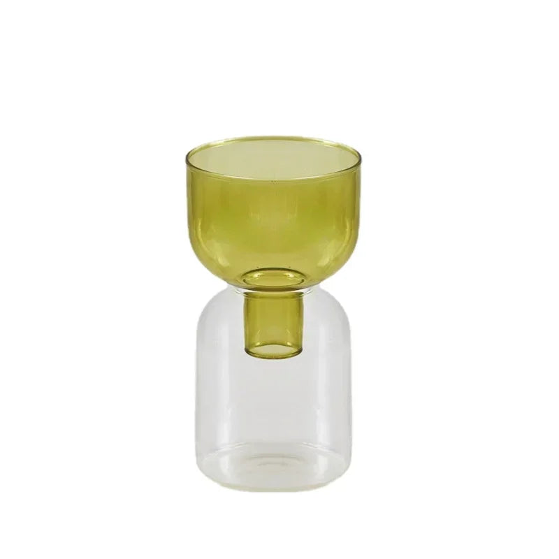 2 Piece Mini Glass Terrarium Vases For Hydroponic Plant Decor 1005005937039100-YellowGreen Set