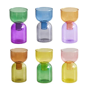 2 Piece Mini Glass Terrarium Vases For Hydroponic Plant Decor 1005005937039100-YellowGreen Set