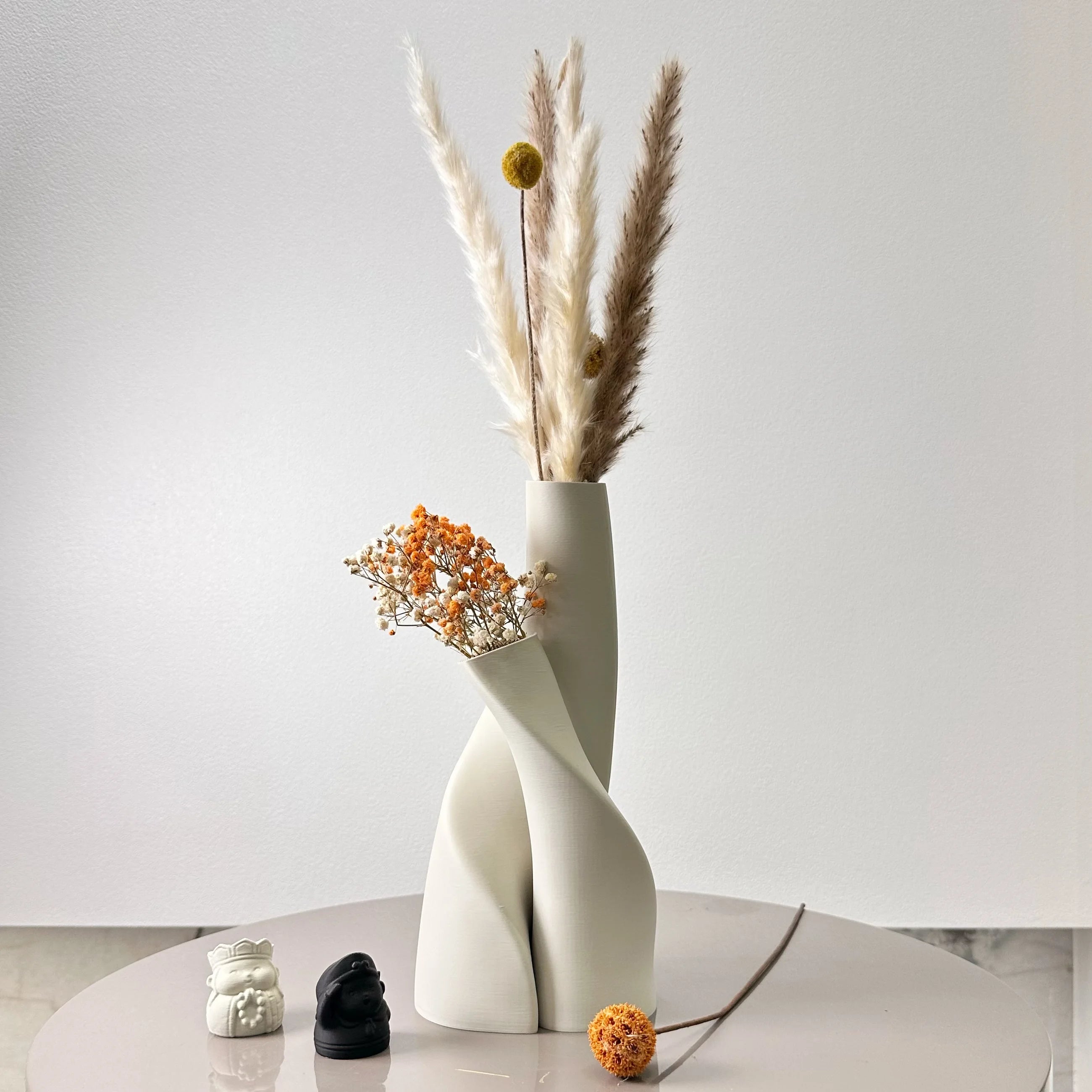 2 Piece Modern Double Plastic Dried Flower Vase Set For Home 1005009116145358-Black