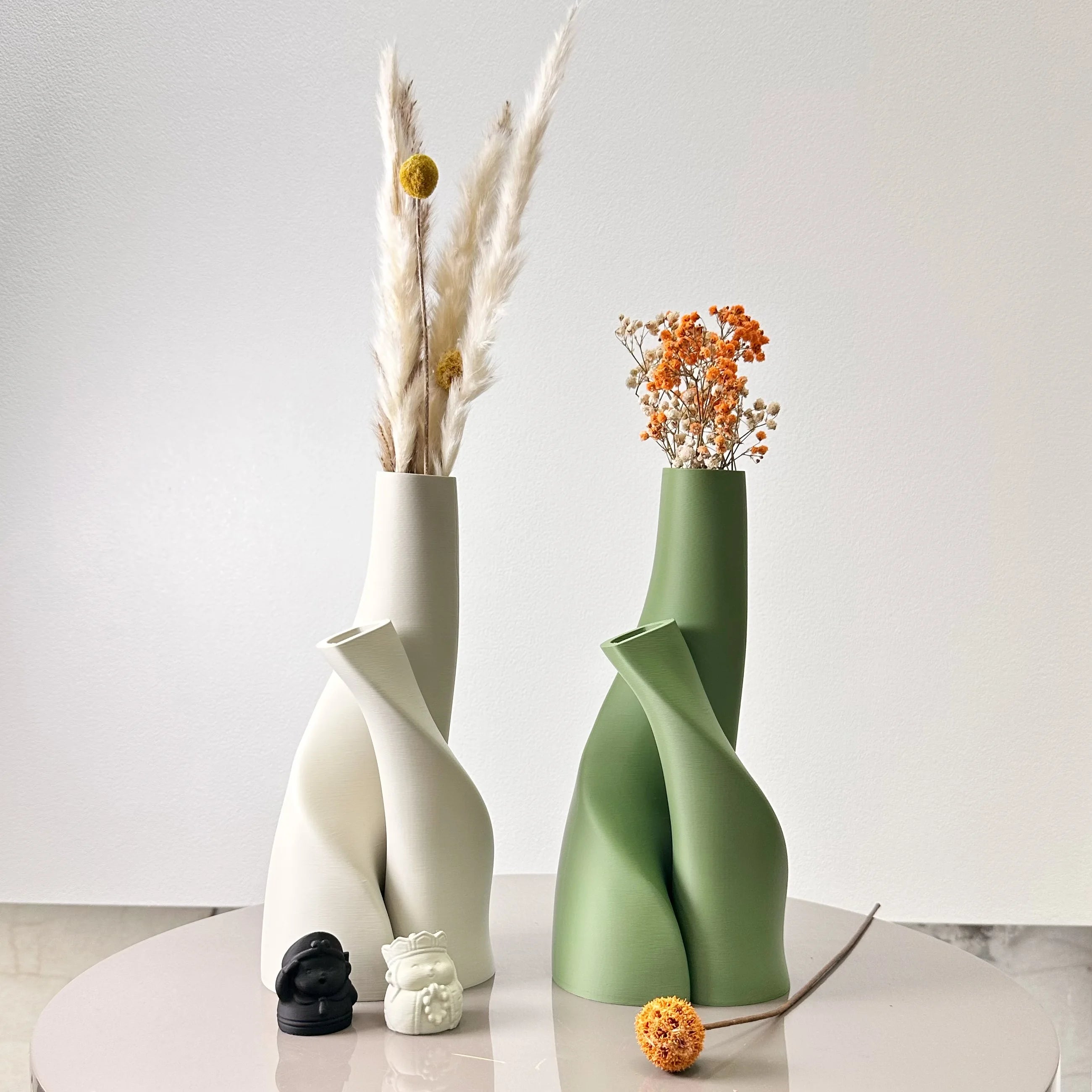 2 Piece Modern Double Plastic Dried Flower Vase Set For Home 1005009116145358-Black