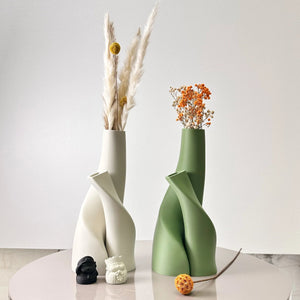 2 Piece Modern Double Plastic Dried Flower Vase Set For Home 1005009116145358-Black