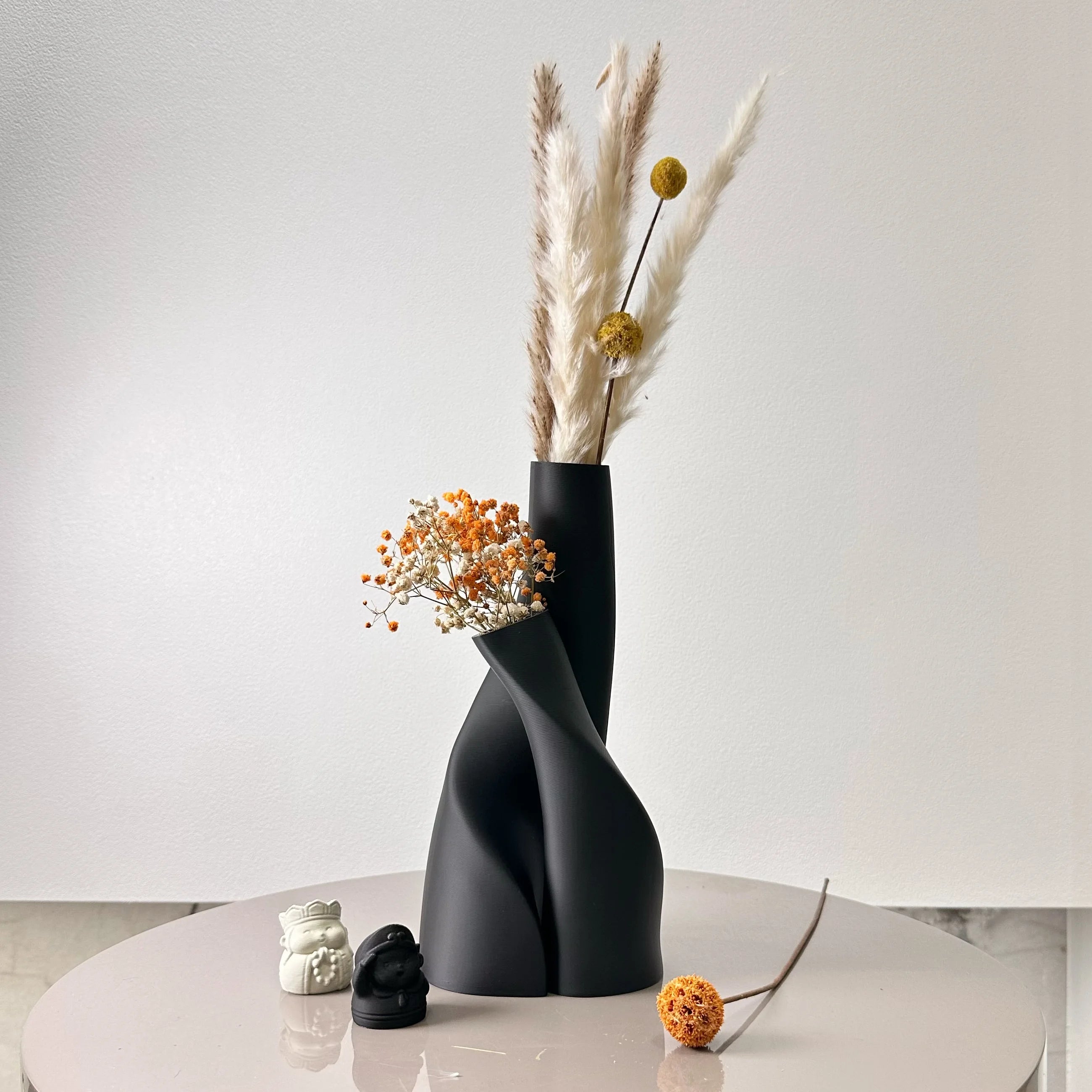 2 Piece Modern Double Plastic Dried Flower Vase Set For Home 1005009116145358-Black