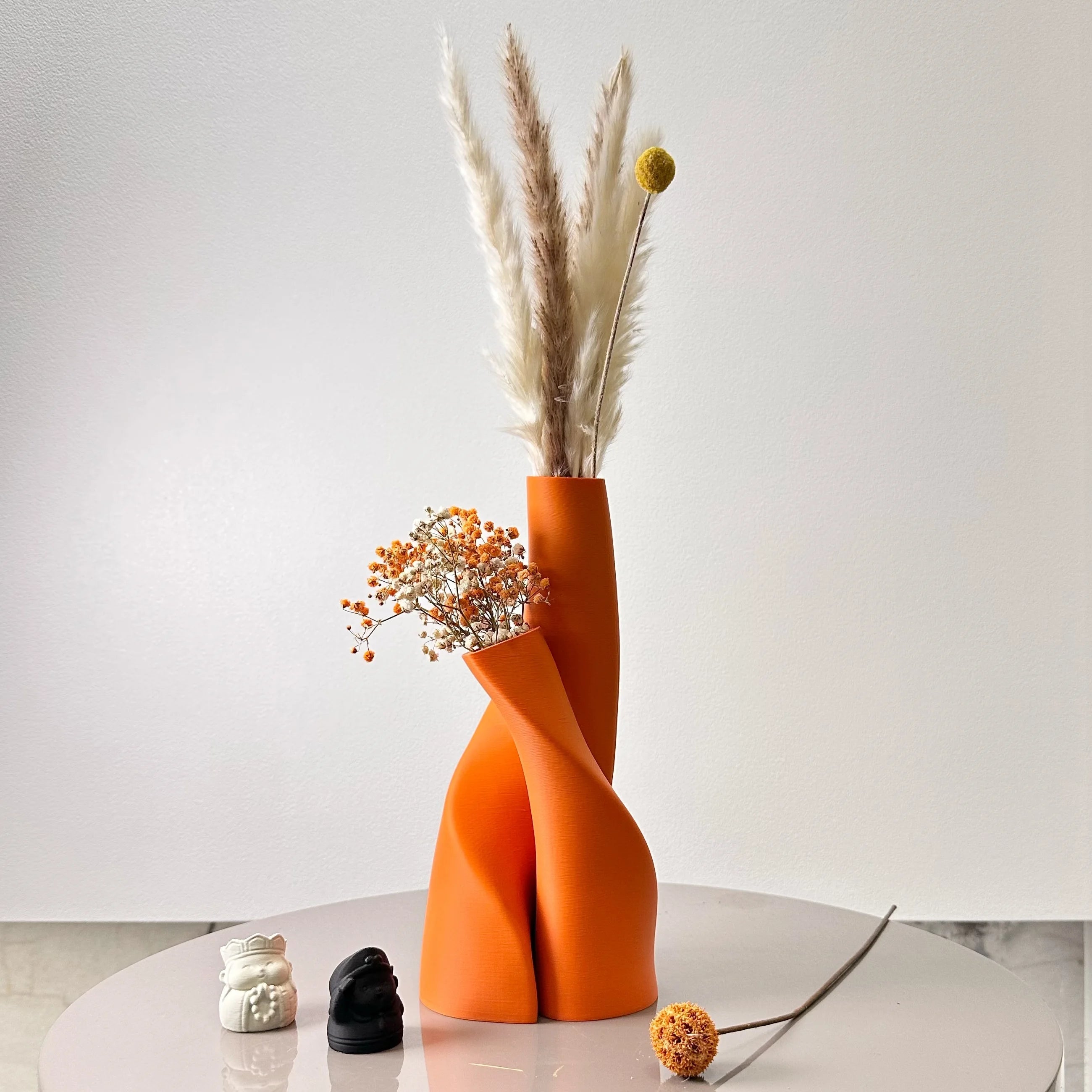 2 Piece Modern Double Plastic Dried Flower Vase Set For Home 1005009116145358-Black