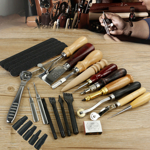 18-Piece Leather Craft Tools Kit - Leather Working Tools for Beginners - DIY Leather Working Essentials