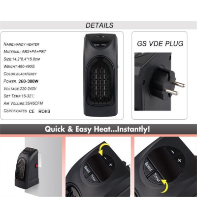 Portable Electric Wall Heater With Adjustable Thermostat For Home