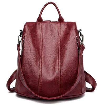 All Match Leather Soft Leather Anti Theft Multifunctional Backpack