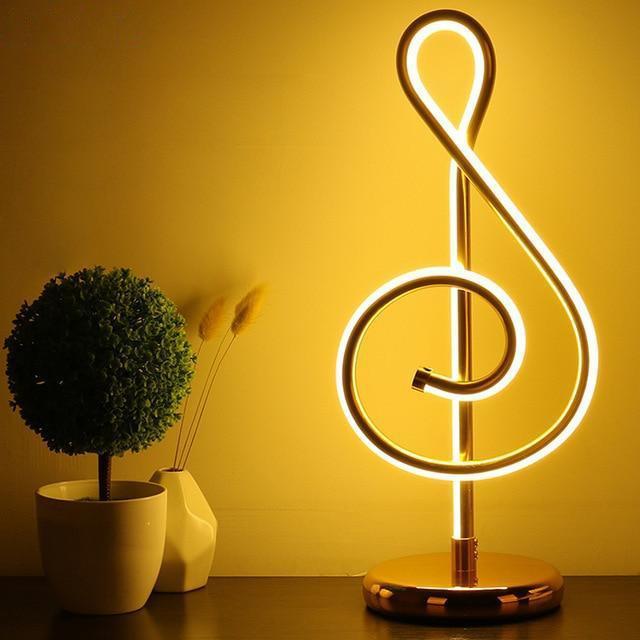 21W Modern Golden Music Note Led Desk Lamp For Bedroom Bedside Night Light
