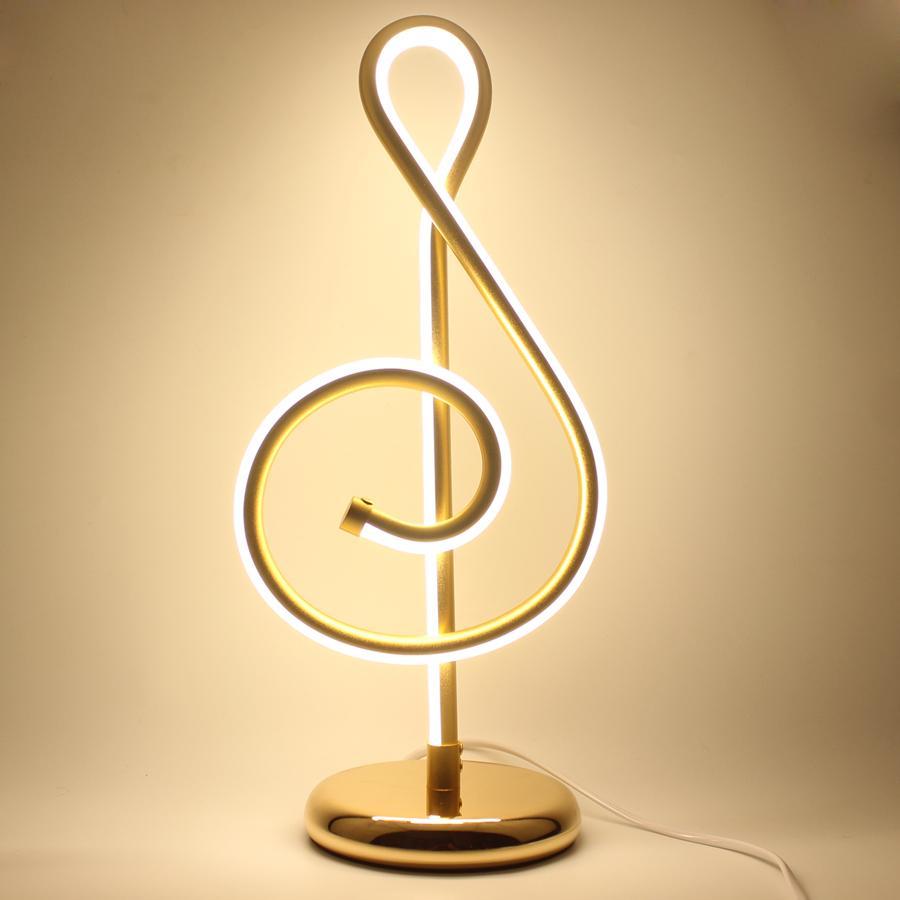21W Modern Golden Music Note Led Desk Lamp For Bedroom Bedside Night Light