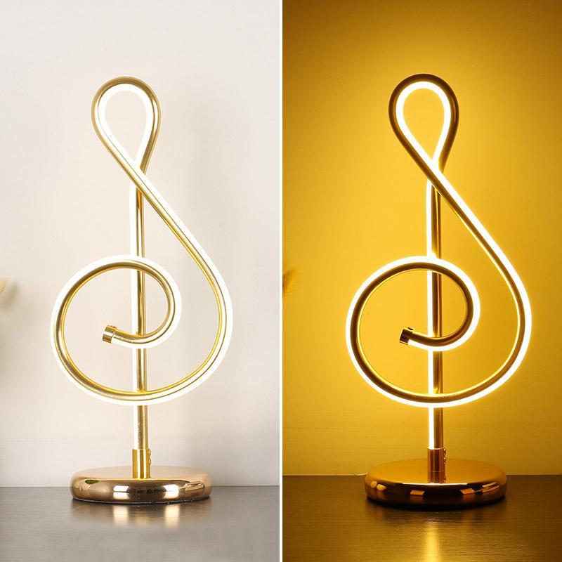 21W Modern Golden Music Note Led Desk Lamp For Bedroom Bedside Night Light