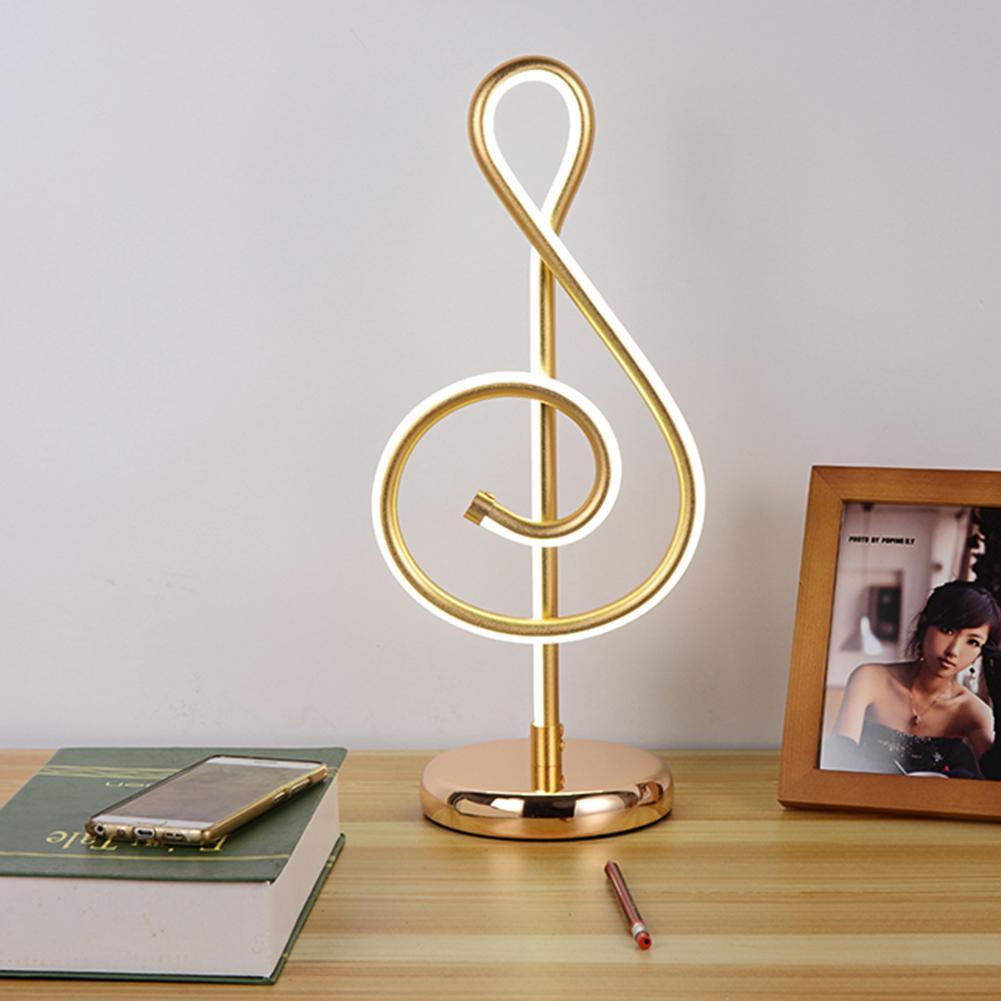 21W Modern Golden Music Note Led Desk Lamp For Bedroom Bedside Night Light