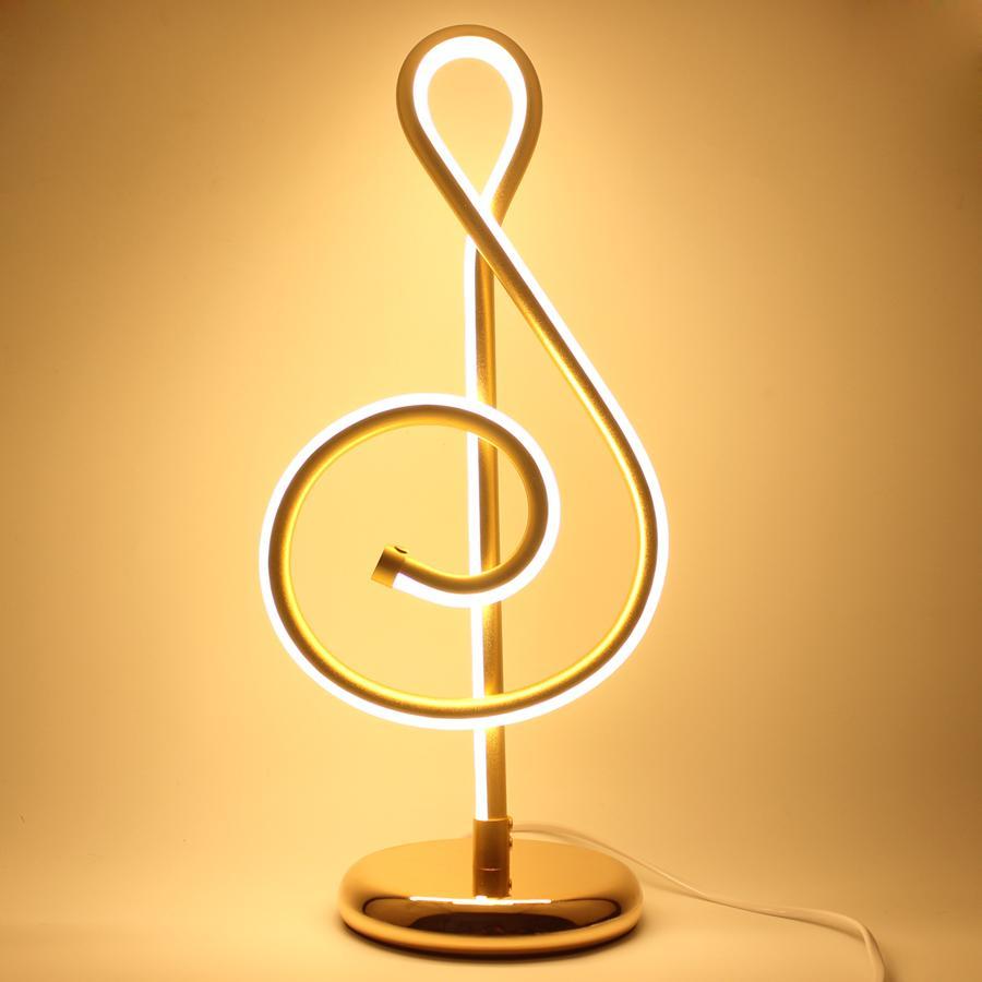 21W Modern Golden Music Note Led Desk Lamp For Bedroom Bedside Night Light