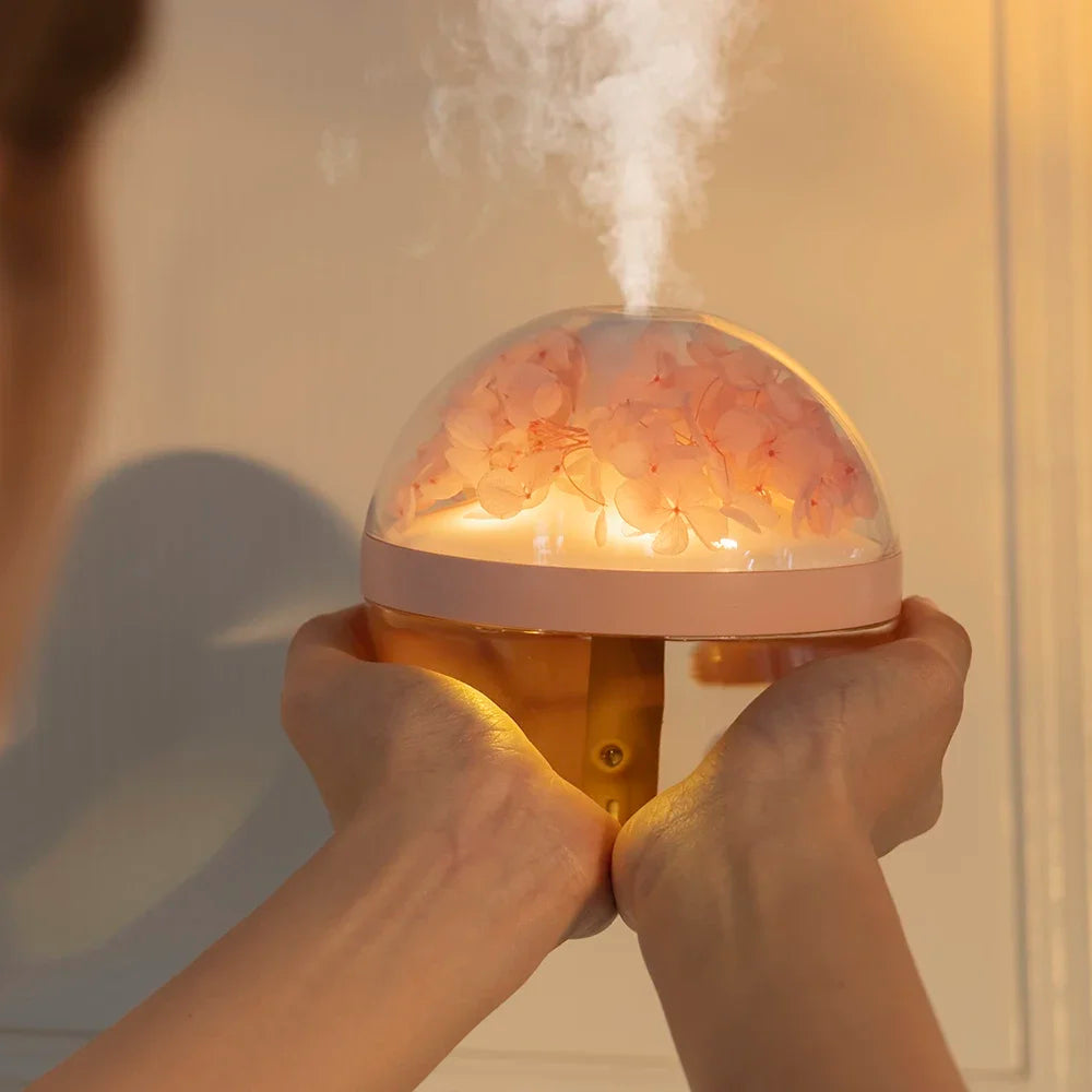 270Ml Usb Rechargeable Ultrasonic Humidifier With Led Light Flower Design 1005005870231987-Purple