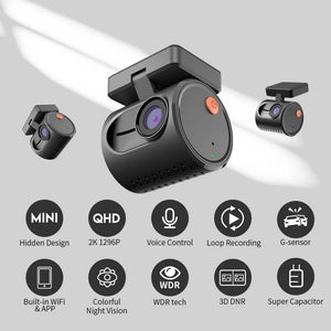 2K Mini Car Dash Camera With Wifi App Voice Control 1005006904612618-Voice Control-None
