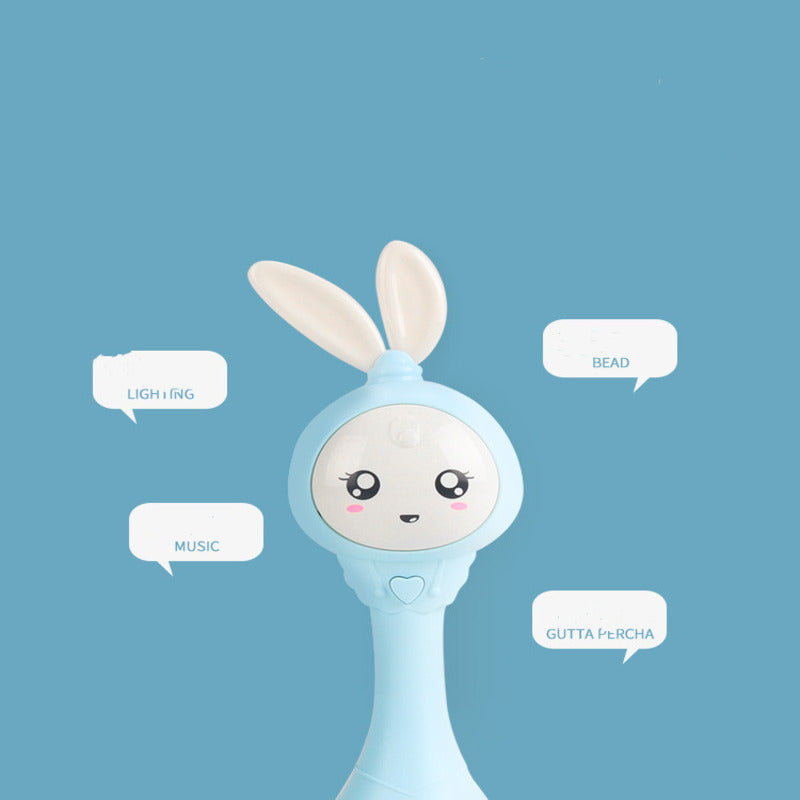 Baby Music Flashing Teether Rattle With Rabbit Hand Bells Mobile For Newborn 0-12M