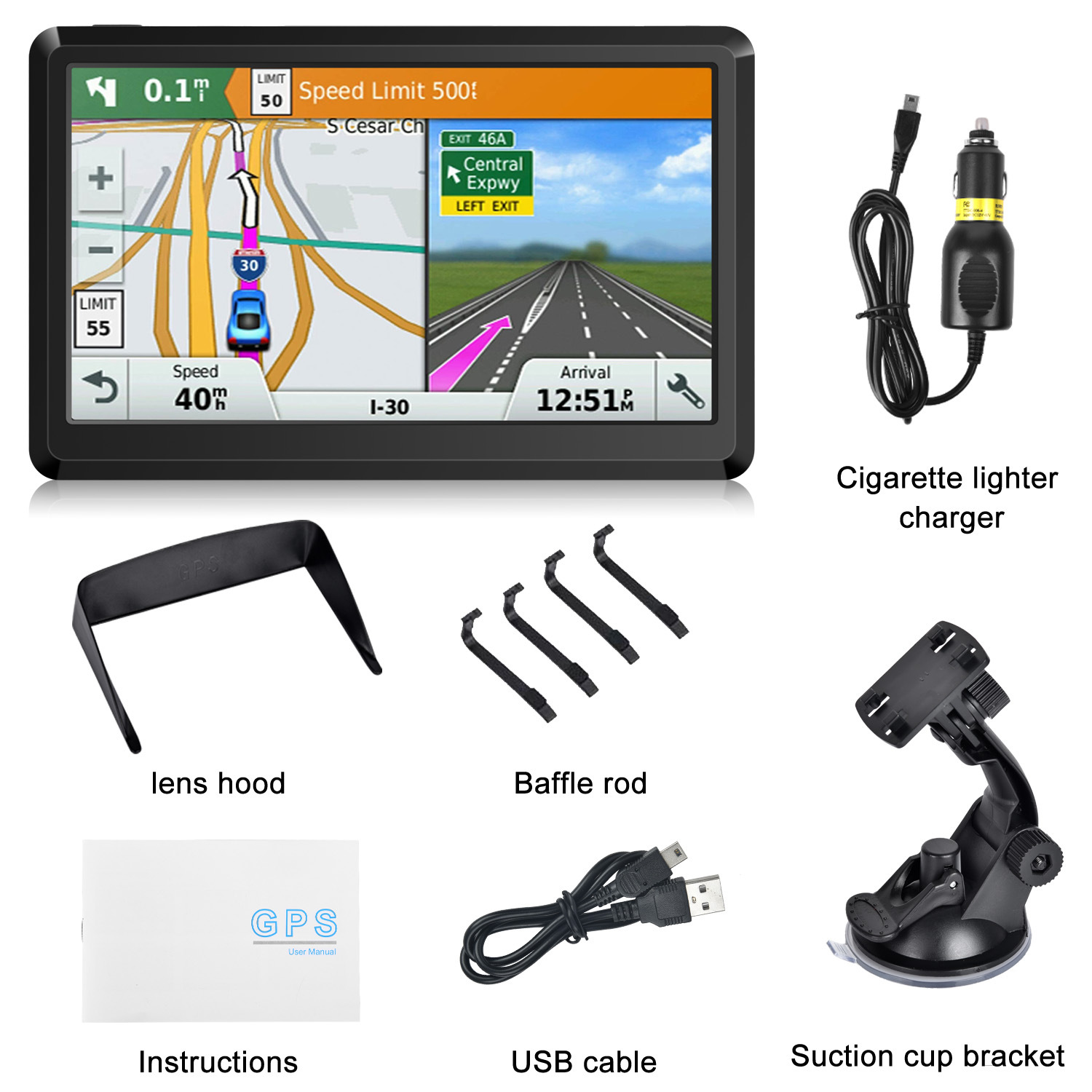 7 Inch Car & Truck Gps Navigation System - Usa Canada Mexico Maps