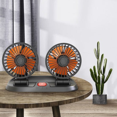 Portable 360° Rotating Car Fan With Dual Heads For Dashboard, Rv, Truck