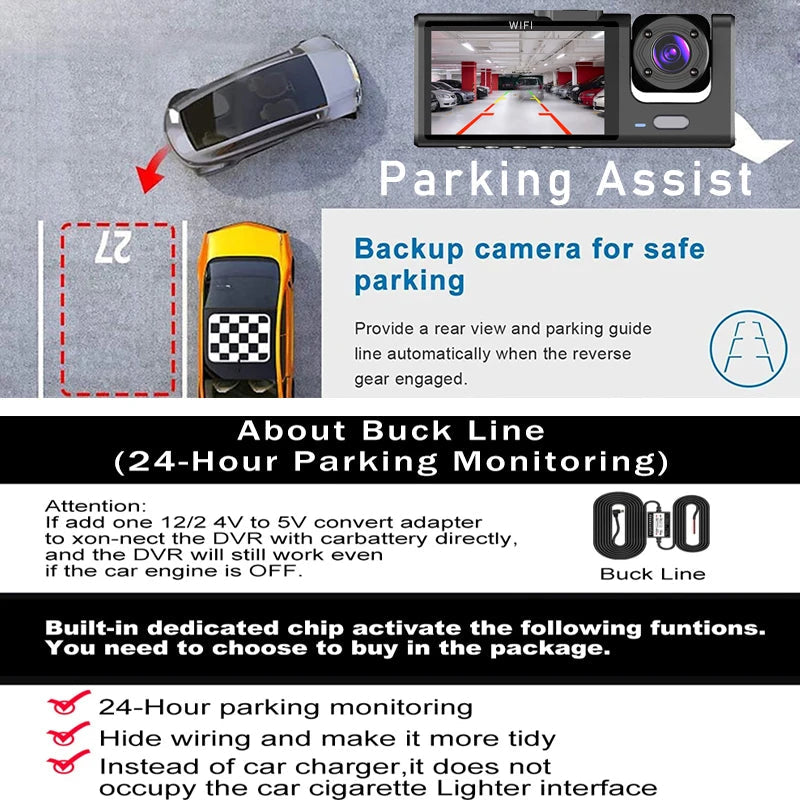 3 Channel Wifi Car Dvr Dash Cam With Cabin Camera 1080P 1005009045171650-Wifi-3 Camera-BL