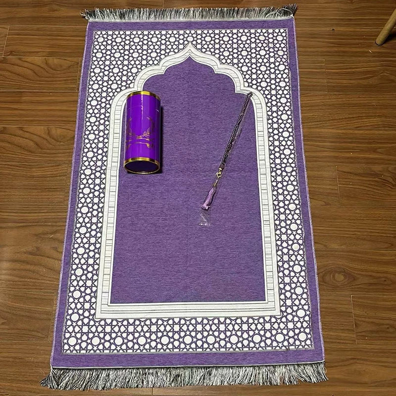 3 Piece Muslim Prayer Mat Set With Bag And Beads 1005008404522827-B-03