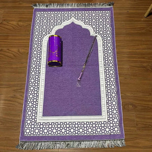 3 Piece Muslim Prayer Mat Set With Bag And Beads 1005008404522827-B-03