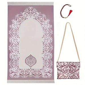 3 Piece Muslim Prayer Mat Set With Bag And Beads 1005008404522827-B-03