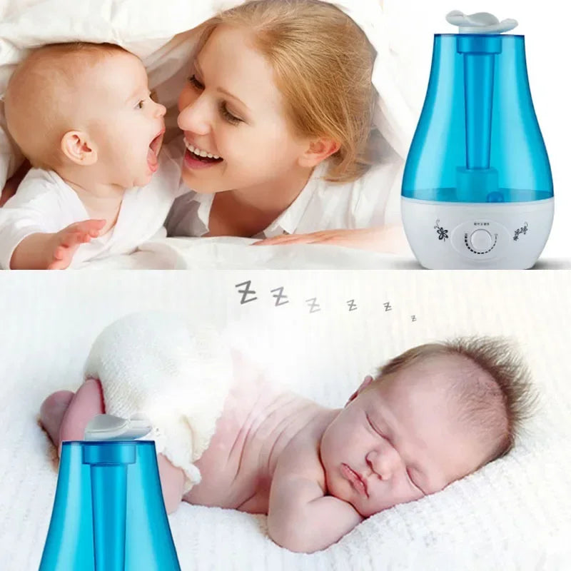 3000Ml Ultrasonic Air Humidifier With Water Shortage Power Protection 4000308369072-Blue-US Plug