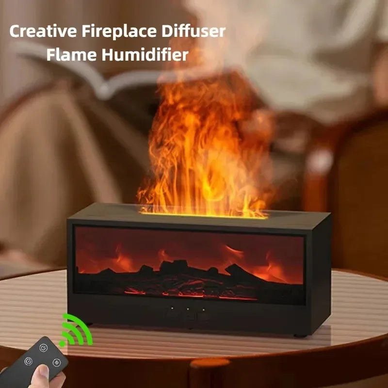 3D Flame Aromatherapy Humidifier With Remote Control And Mood Lighting 1005008077584568-WHITE
