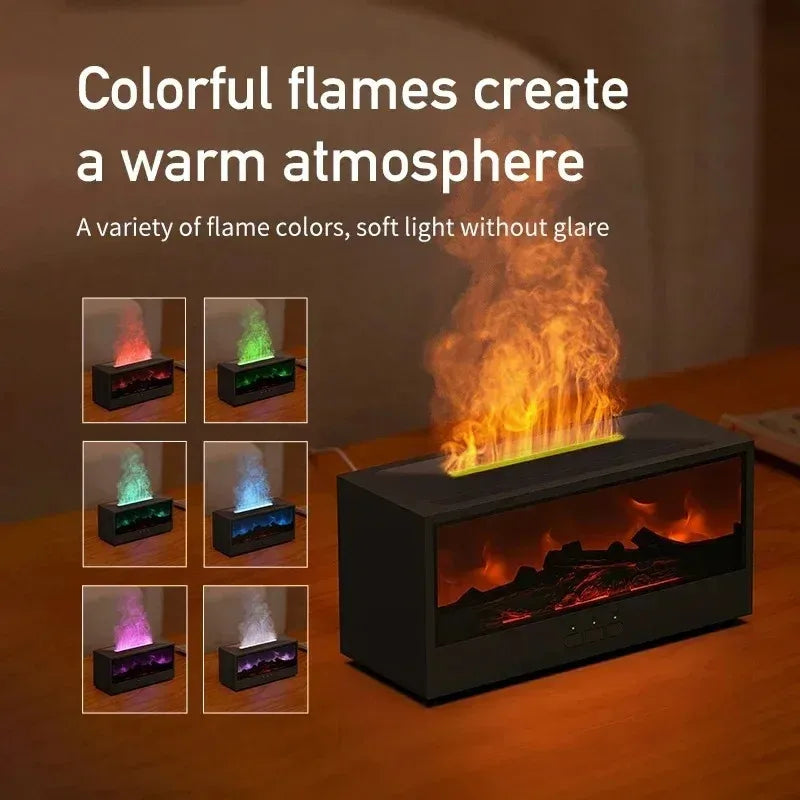 3D Flame Aromatherapy Humidifier With Remote Control And Mood Lighting 1005008077584568-WHITE