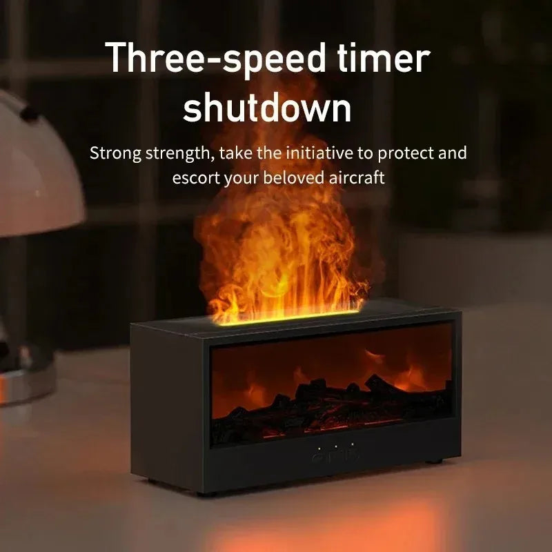 3D Flame Aromatherapy Humidifier With Remote Control And Mood Lighting 1005008077584568-WHITE