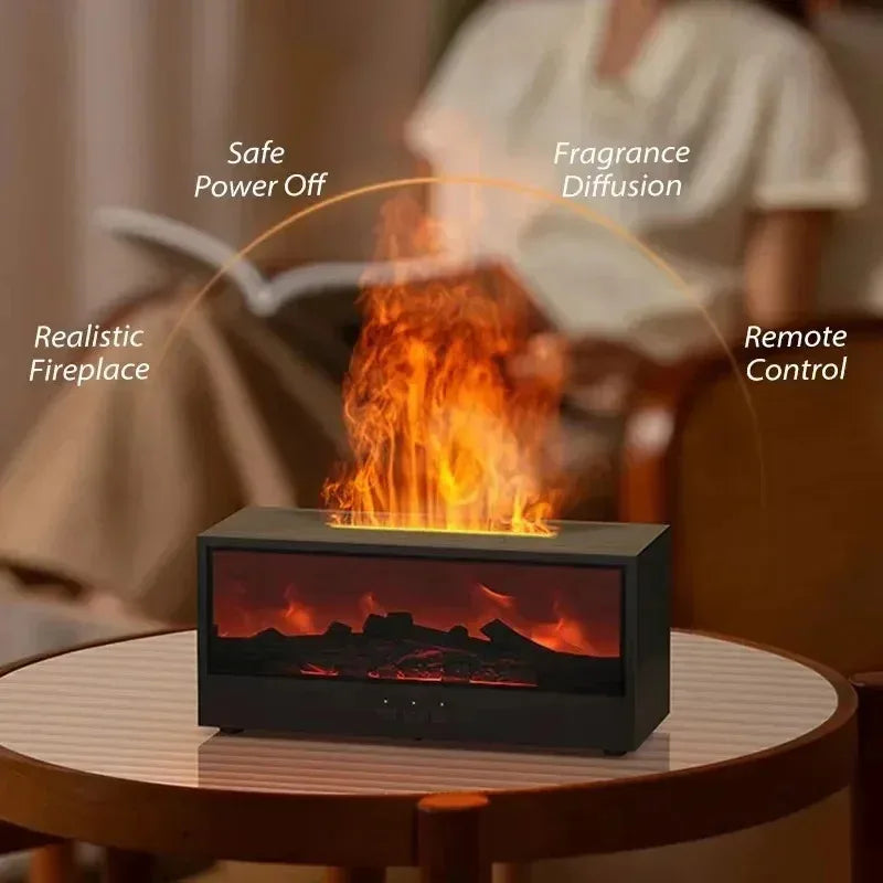 3D Flame Aromatherapy Humidifier With Remote Control And Mood Lighting 1005008077584568-WHITE