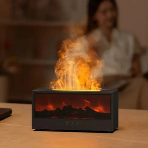 3D Flame Aromatherapy Humidifier With Remote Control And Mood Lighting 1005008077584568-WHITE