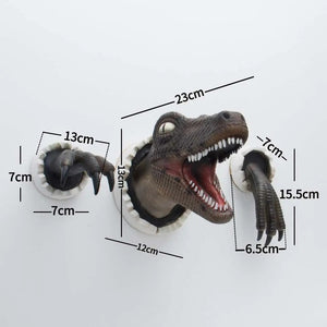 3D Wall Mount Dinosaur Bust Sculpture