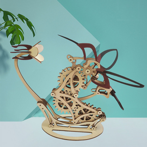 3D Wooden Mechanical Hummingbird Model Puzzle, Hand Assembled Turtle Puzzle Crafts, Magical Wooden Kinetic Hummingbird Sculpture